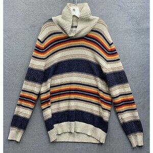 Sun + Stone Men's Blanket Stripe Shawl Neck Casual Sweater Multi Color Size XL